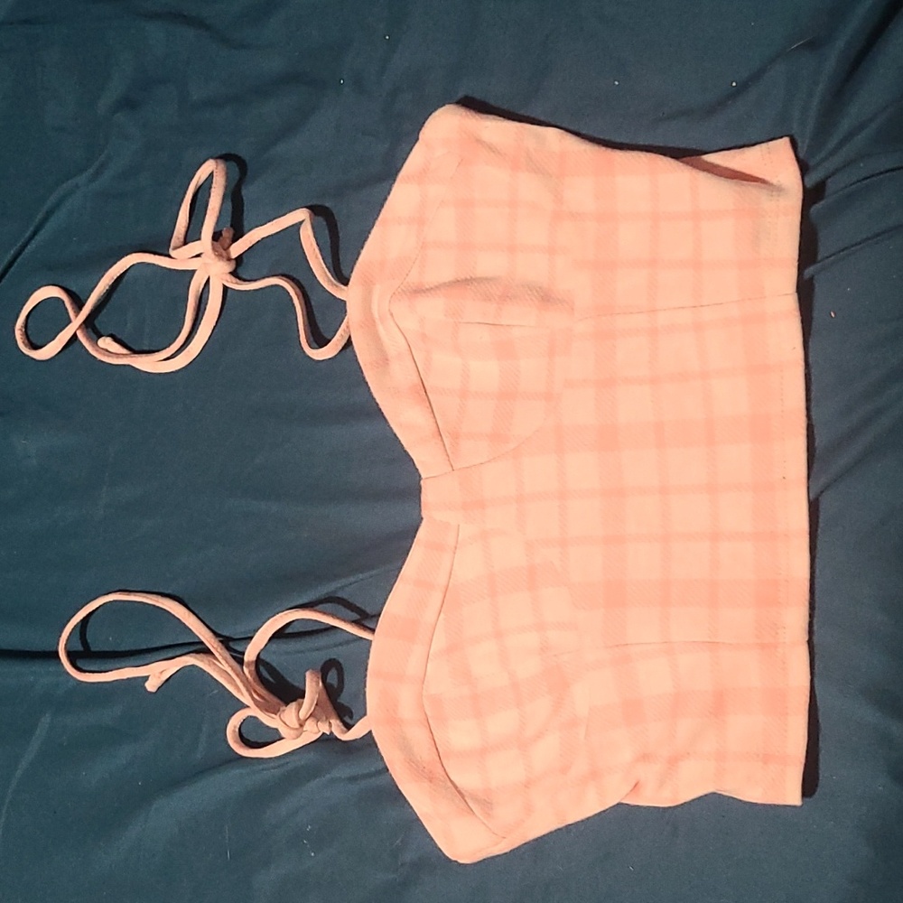 Rue21 pink plaid smocked cami crop top 💞
